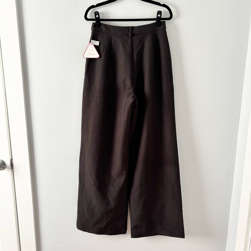 Club L London NWT Raina Black High Waist Pleated Wide-Leg Trousers Pants Black - Picture 5 of 8